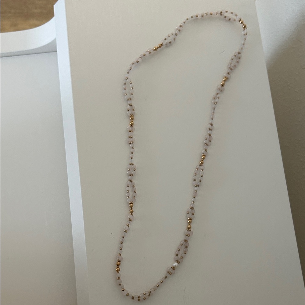 Tantric Necklace Kundalini Gold and Quartz Crystal Beaded Necklace